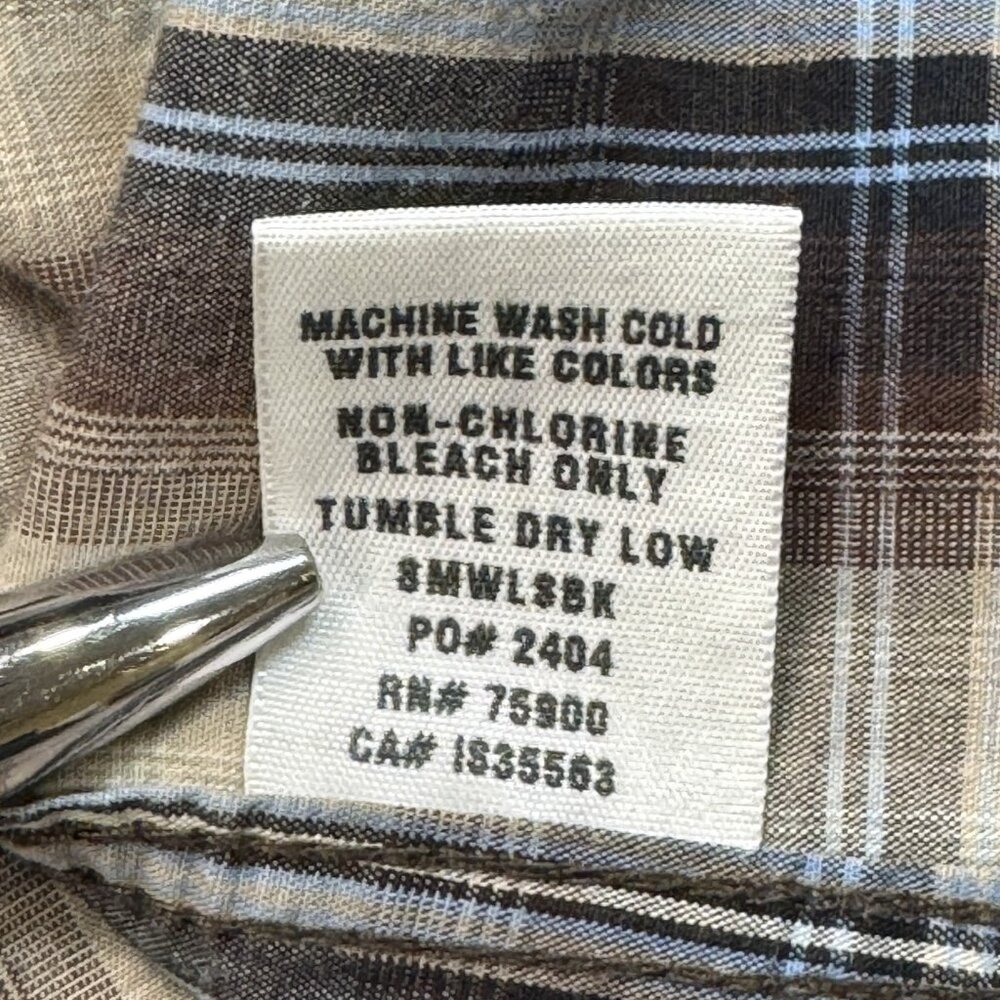 Big Star Mens Size M Brown Plaid Western Shirt Matthew Pearl Snaps Long Sleeve - Picture 15 of 15